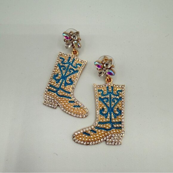 Cowgirl Summer Western Rodeo Boot Earrings - Picture 2 of 8